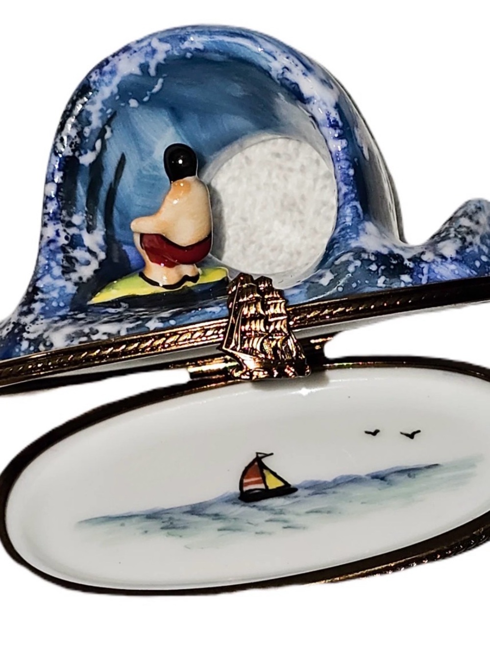 Kid Surfing Wave Trinket Box - Blue